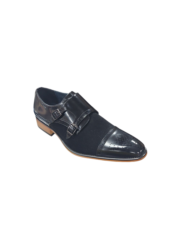 VELVET SLIP ON DOUBLE BUCKLES DRESS SHOE