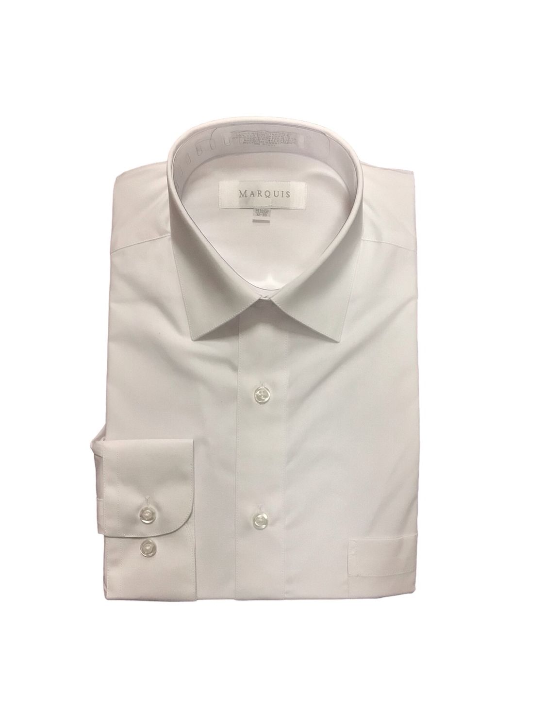 SOLID LONG SLEEVE DRESS SHIRT, Color: WHITE, Size: 17.5/34-35