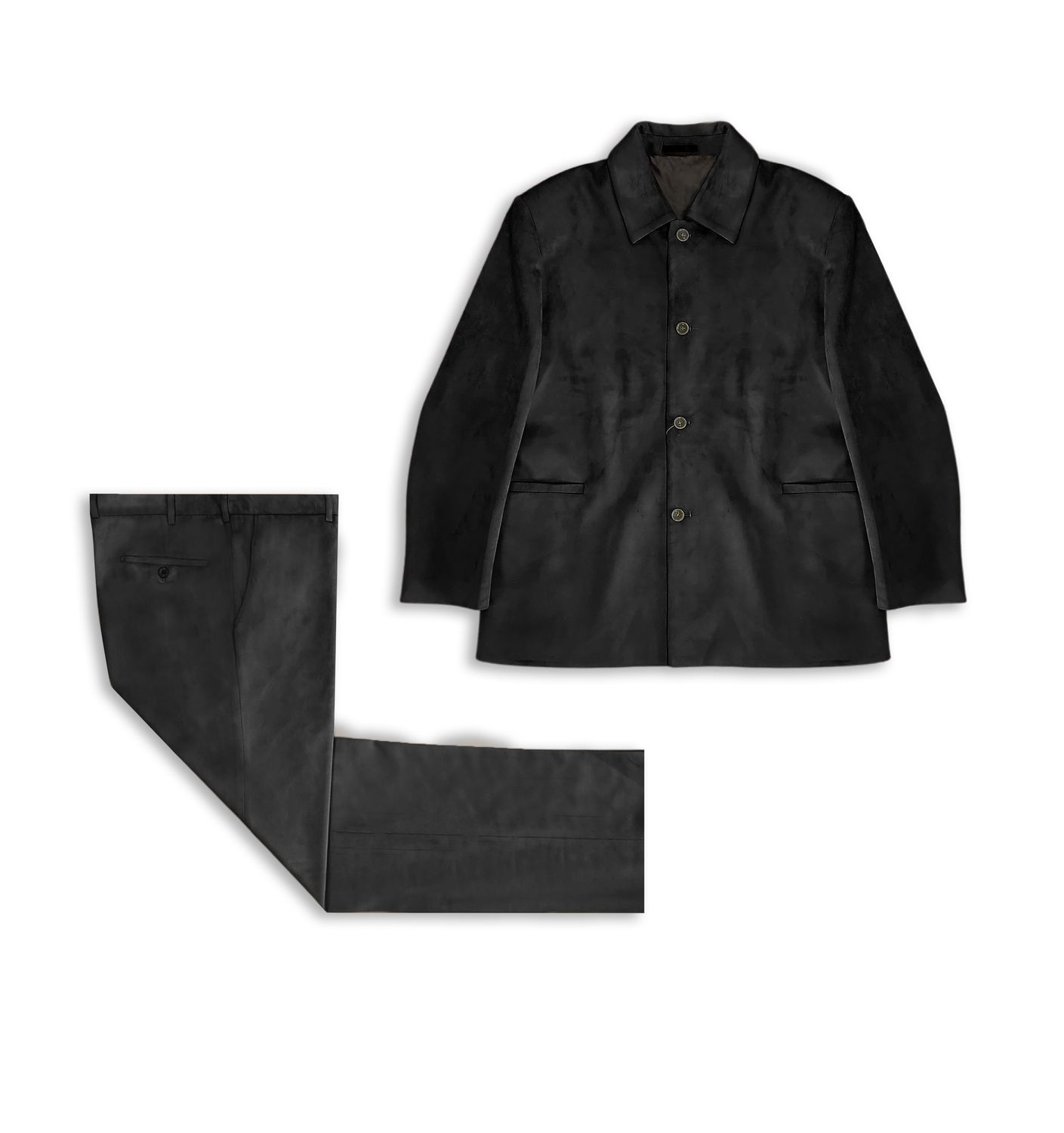 SUEDE CASUAL DRESS WALKING SUIT , Color: BLACK, Size: 42R/36W