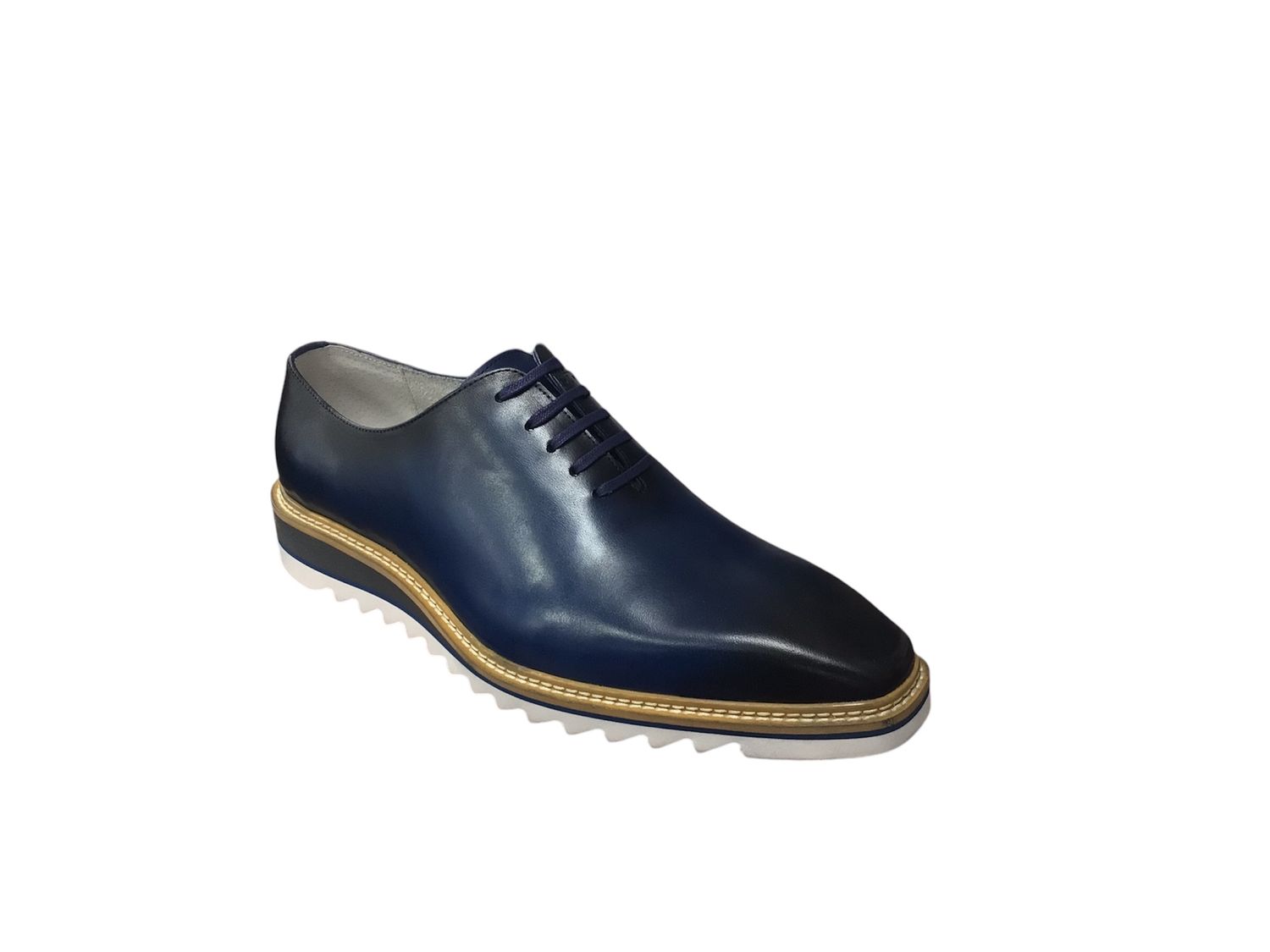 OXFORD LACE UP LEATHER RUBEN SHOE , Color: BLUE, Size: 8.5