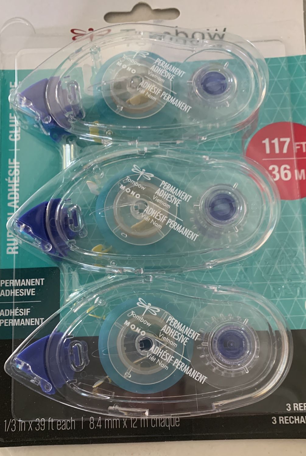 BJR- GLUE TAPE- PERMANENT- REFILL 3-PK- MONO TOMBOW RUNNER