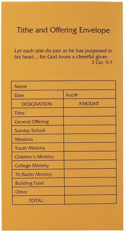 OFFERING ENVELOPES- TITHE &amp; OFFERING- 100/PACK