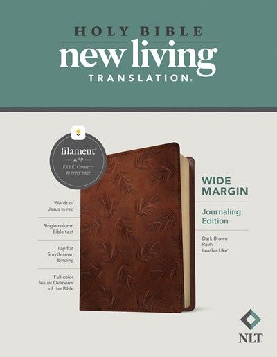 B-NLT- WIDE MARGIN BIBLE, FILAMENT, DARK BROWN PALM, LEATHERLIKE