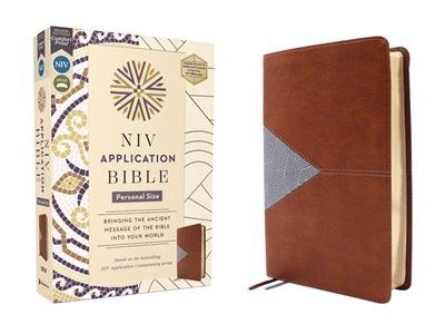 B-NIV- APPLICATION BIBLE- BROWN/BLUE PERSONAL SIZE- SALE!