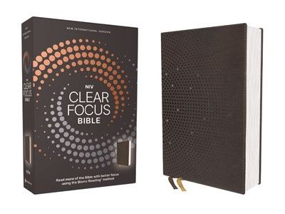 B-NIV- CLEAR FOCUS BIBLE, LEATHERSOFT, CHARCOAL BROWN- SALE!