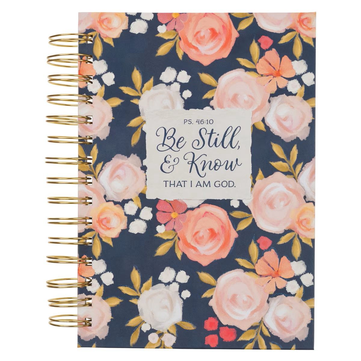 JOURNAL- BE STILL &amp; KNOW, PAINTED PEONIES, SPIRAL- PSALM 46:10