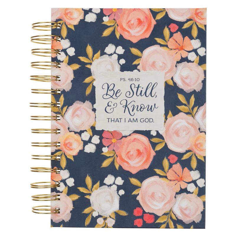 JOURNAL- BE STILL &amp; KNOW, PAINTED PEONIES, SPIRAL- PSALM 46:10