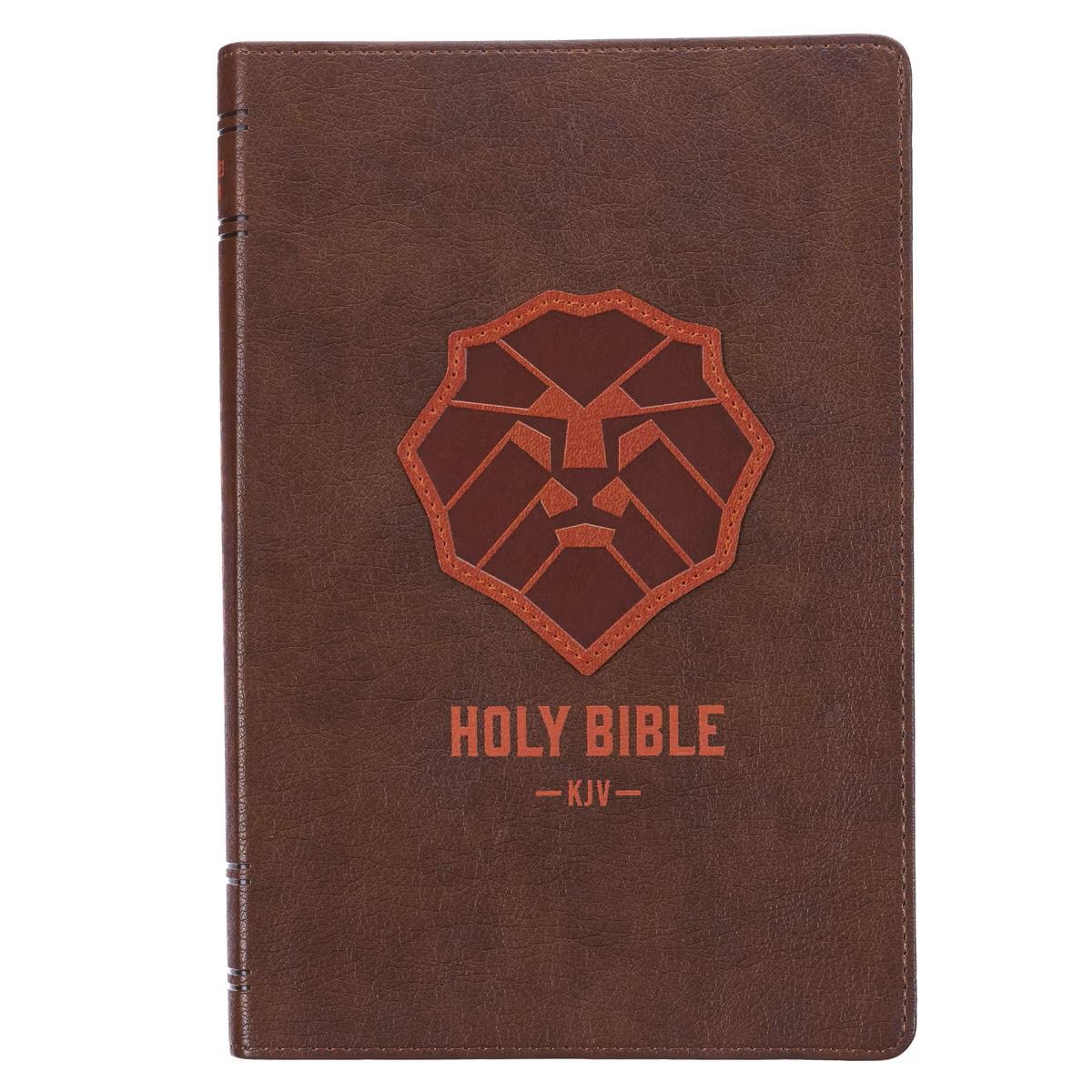 B-KJV- KID&#39;S BIBLE, LION, FAUX LEATHER, BROWN