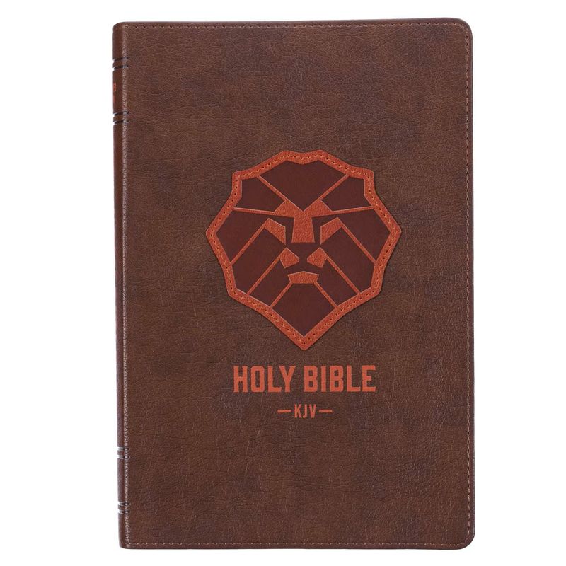 B-KJV- KID&#39;S BIBLE, LION, FAUX LEATHER, BROWN