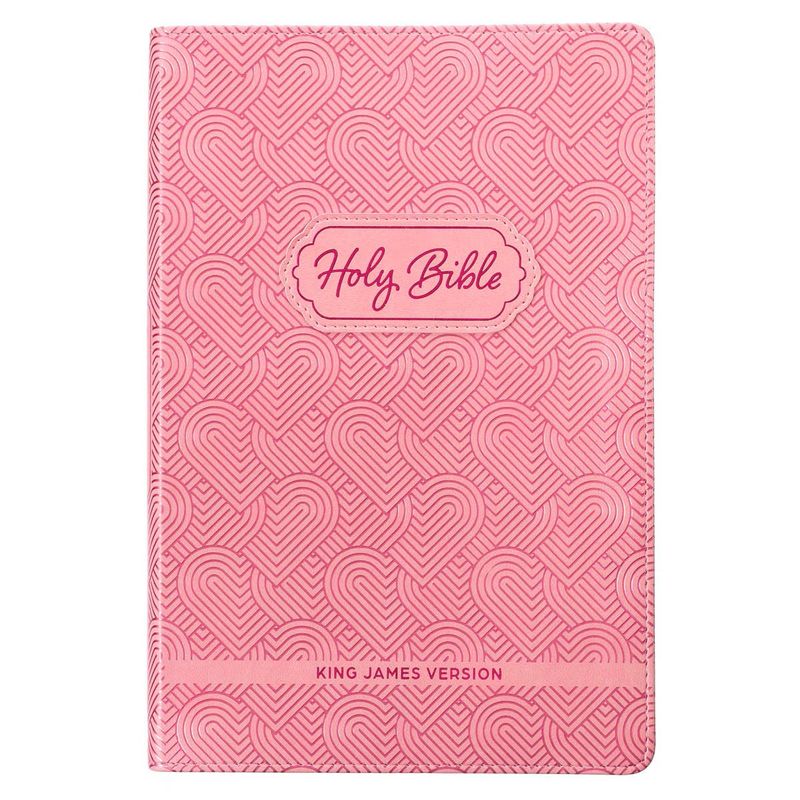 B-KJV- BLOSSOM PINK HEART FAUX LEATHER KING JAMES VERSION KIDS BIBLE