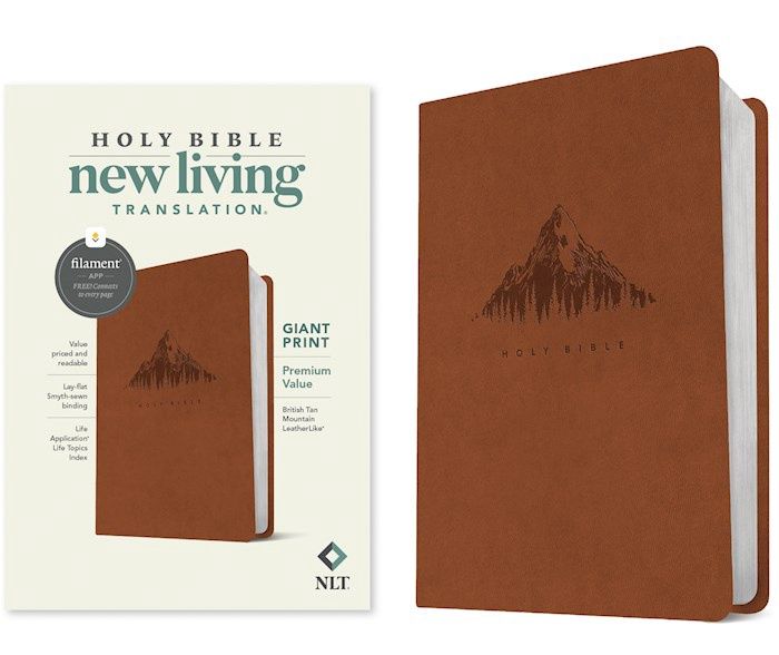B-NLT- GIANT PRINT PREMIUM VALUE BIBLE, FILAMENT- TAN MOUNTAIN