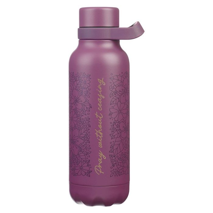 STAINLESS STEEL WATER BOTTLE- PURPLE PRAY WITHOUT CEASING