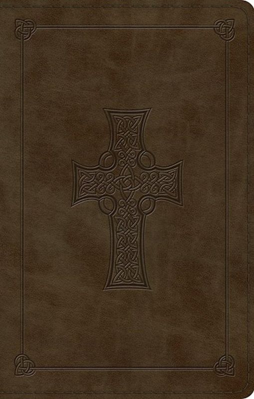 B-ESV- LARGE PRINT VALUE THINLINE BIBLE- OLIVE CELTIC CROSS
