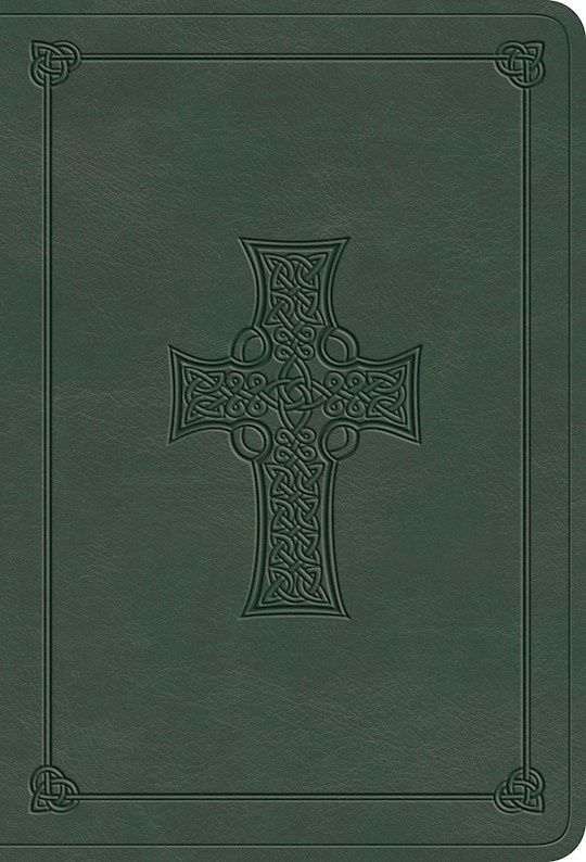B-ESV- VALUE LARGE PRINT COMPACT BIBLE- QUIET FOREST, CELTIC CROSS