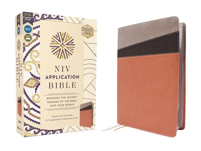 B-NIV- APPLICATION BIBLE- CORAL, GRAY LEATHERSOFT
