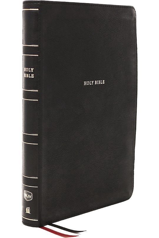 B-NKJV- CENTER-COLUMN GIANT RPINT REFERENCE BIBLE- BLACK LEATHERSOFT