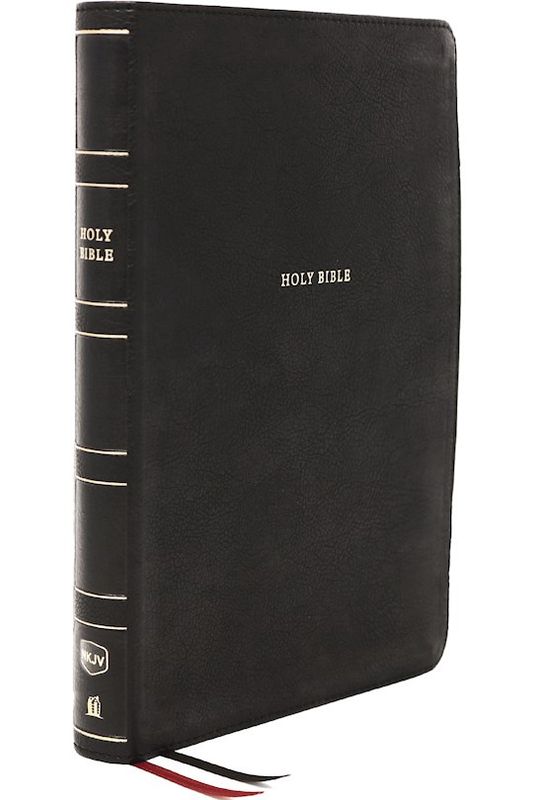 B-NKJV- CENTER-COLUMN GIANT RPINT REFERENCE BIBLE- BLACK LEATHERSOFT