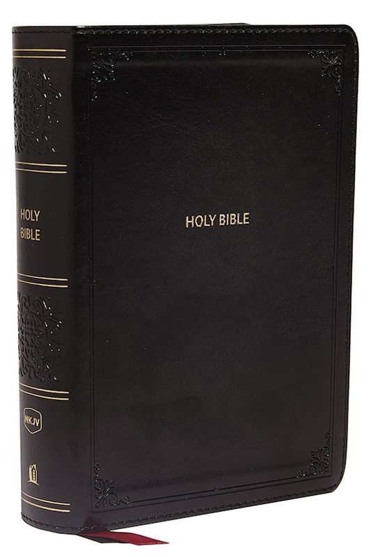 B-NKJV- COMPACT REFERENCE BIBLE- BLACK LEATHERSOFT