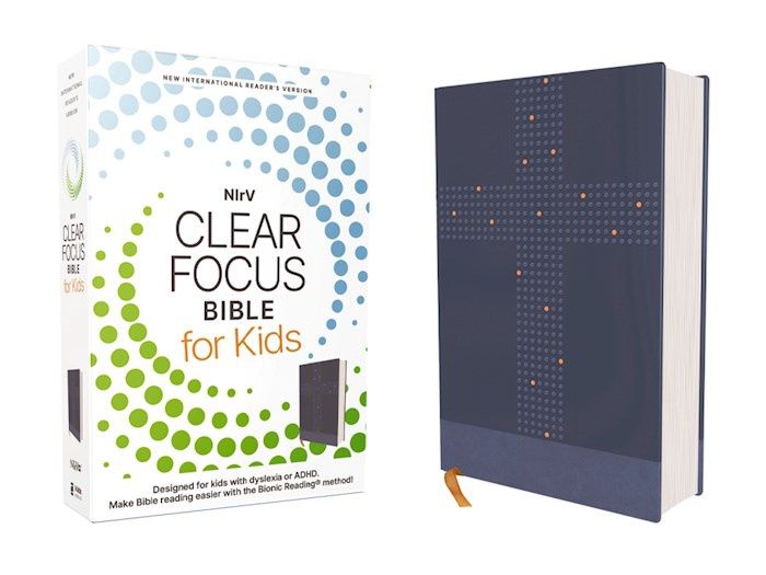 B-NIrV- CLEAR FOCUS BIBLE FOR KIDS-HELP FOR KIDS WITH ADHD &amp; DYSLEXIA, BLUE- SALE!