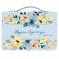 BIBLE COVER- XL- MY PEACE I GIVE BLUE FLOWERS