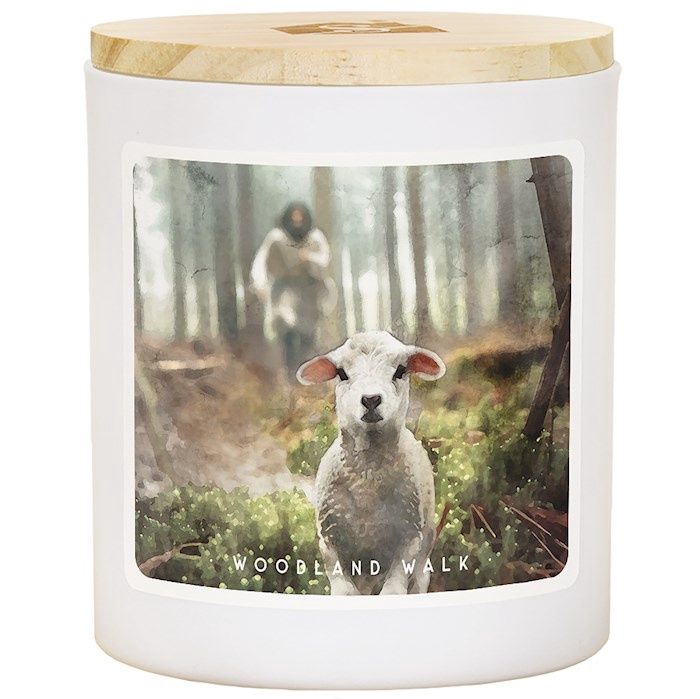 CANDLE- JESUS RESCUING LAMB- WOODLAND WALK SCENT