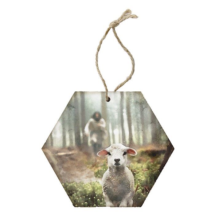 ORNAMENT- JESUS RESCUING LAMB- HONEYCOMB