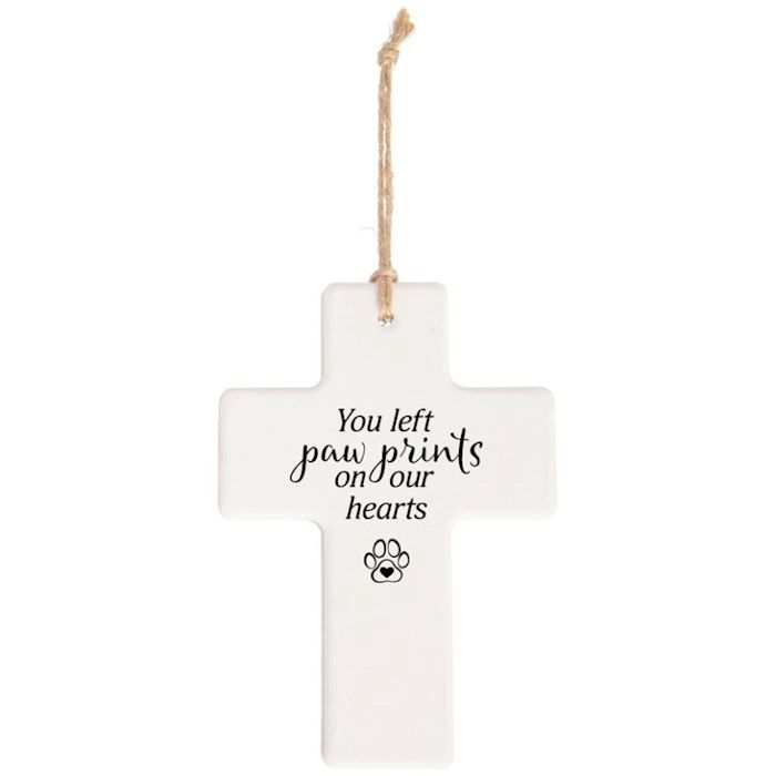 ORNAMENT- YOU LEFT PAW PRINTS- CROSS
