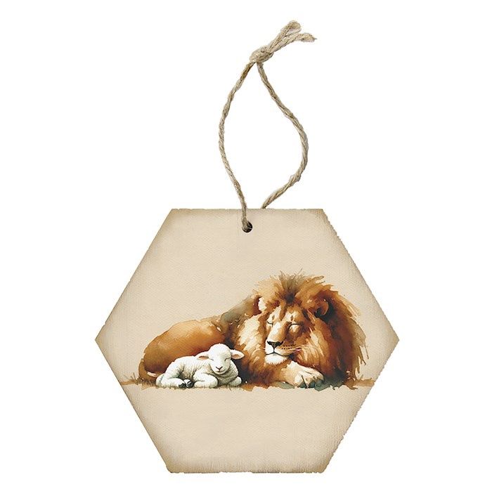 ORNAMENT- LION &amp; LAMB- HONEYCOMB