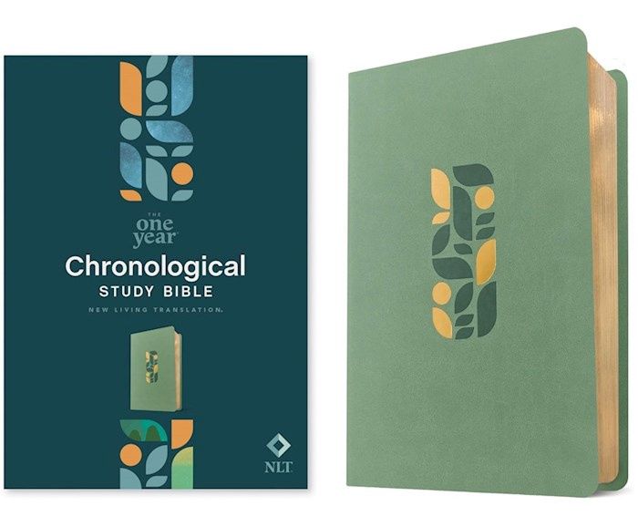 B-NLT- ONE YEAR CHRONOLOGICAL STUDY BIBLE- SAGE GREEN MOSAIC, LEATHERLIKE