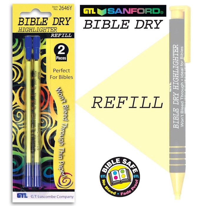 BIBLE DRY HIGHLIGHTER REFILLS (2) YELLOW