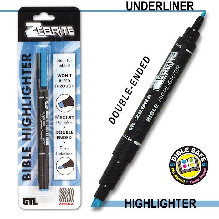 ZEBRITE CARDED- BLUE HIGHLITER DOUBLE END