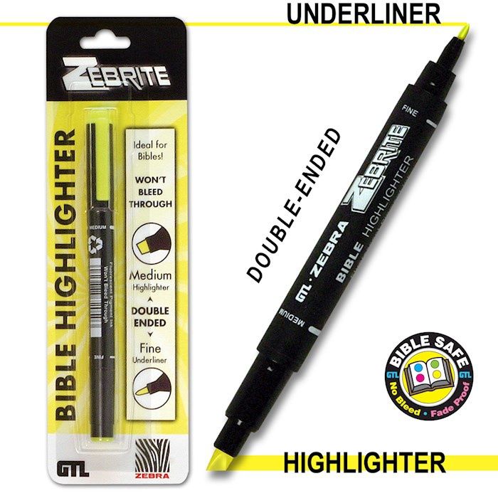 ZEBRITE CARDED- YELLOW HIGHLITER DOUBLE END