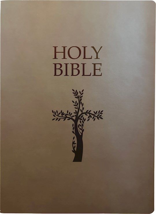 B-KJVER- HOLY BIBLE CROSS DESIGN, LARGE PRINT, COFFEE, ULTRASOFT