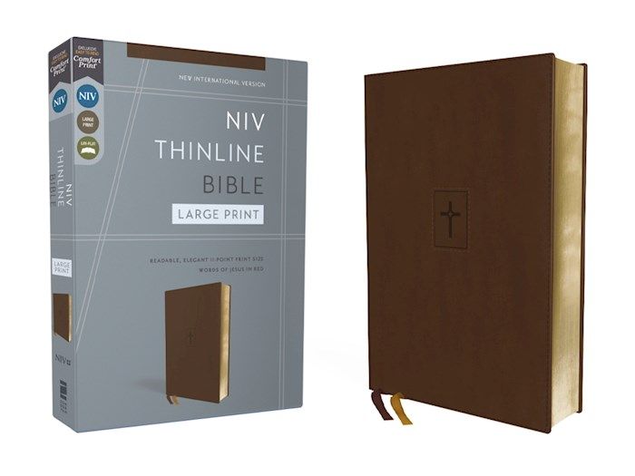 B-NIV- THINLINE BIBLE LARGE PRINT, LEATHERSOFT, BROWN, RED LETTER