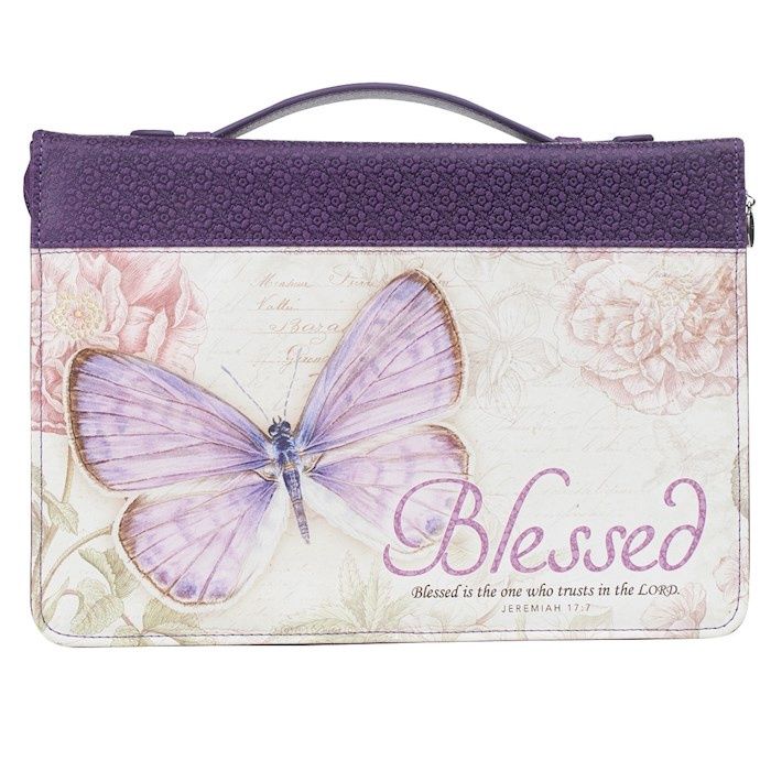 BI COVER- LG- BUTTERFLY BLESSED PURPLE JEREMIAH 17: 7