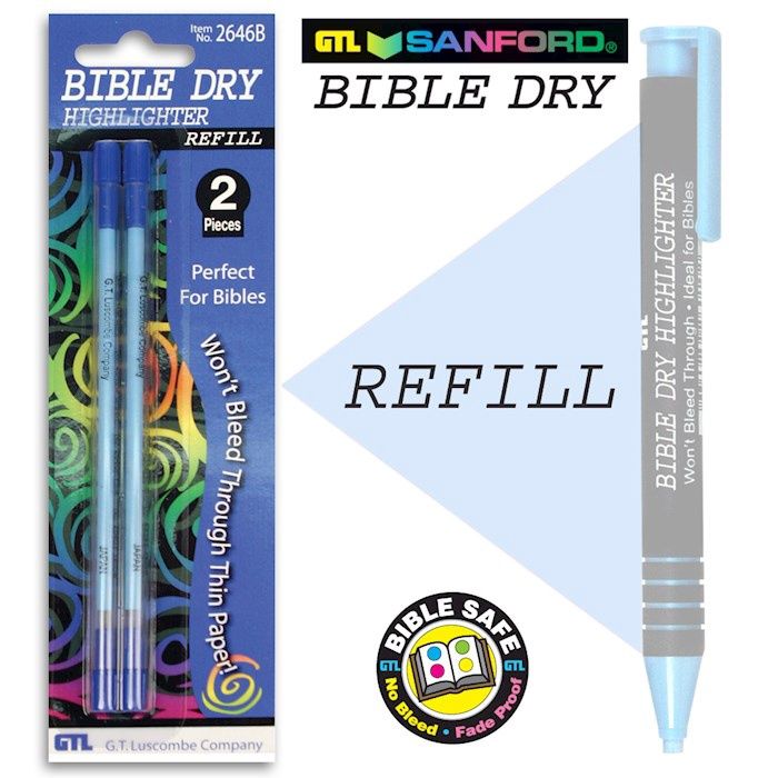 BIBLE DRY HIGHLIGHTER REFILLS (2) BLUE CARDED