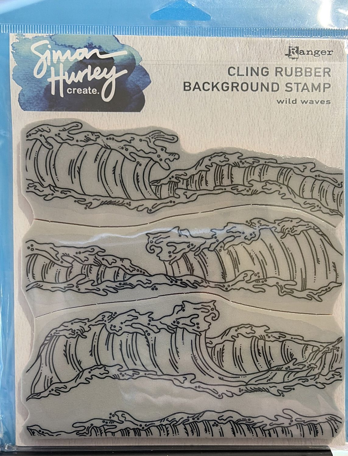 BJR- STAMP RUBBER- WILD WAVES BACKGROUND- SALE!