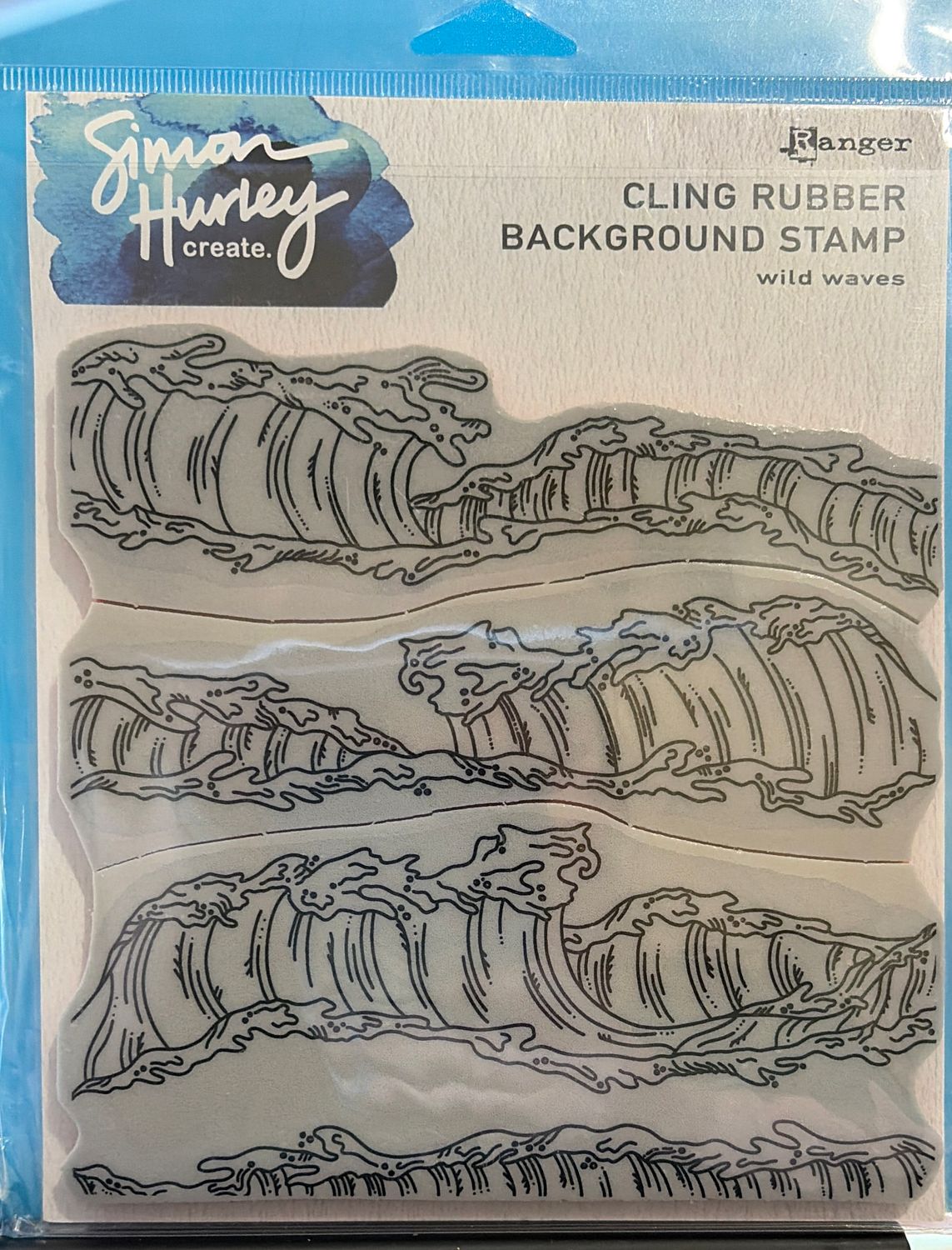 BJR- STAMP RUBBER- WILD WAVES BACKGROUND- SALE!