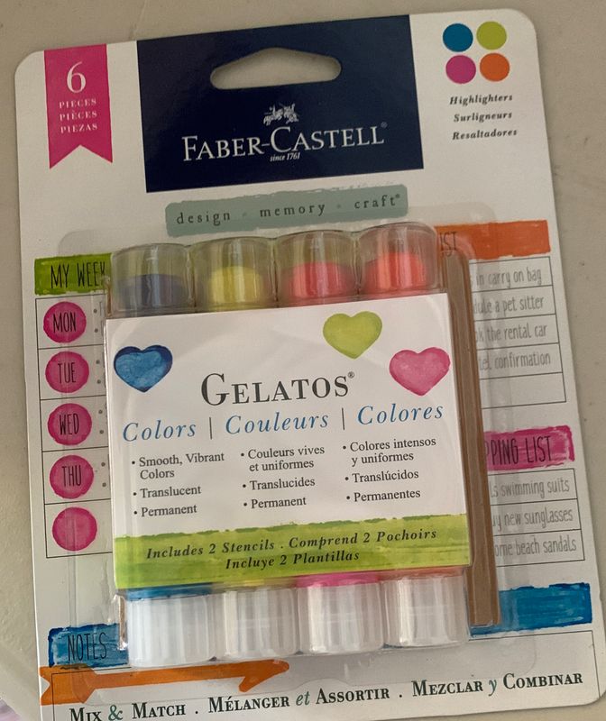 BJR- GELATOS- 4 HIGHLIGHTERS SET + 2 STENCILS