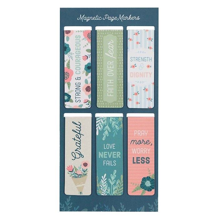 MAGNETIC BOOKMARK SET- FLORAL GARDEN- SET OF 6