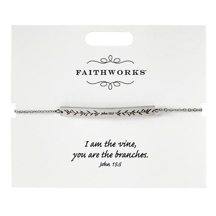 BRACELET- I AM THE VINE- SILVER PLATED- BAR