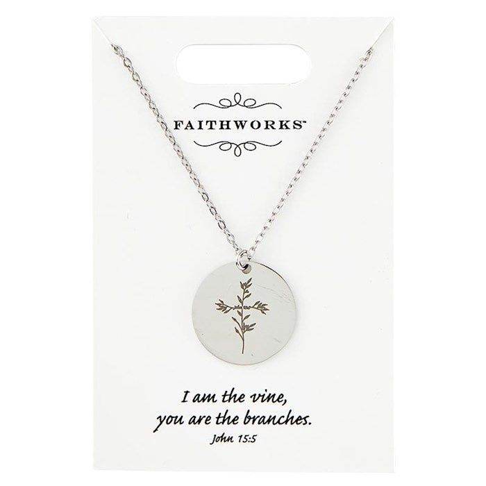 NECKLACE- I AM THE VINE- SILVER PLATED- CIRCLE