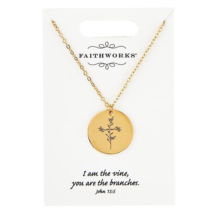 NECKLACE- I AM THE VINE- GOLD PLATED- CIRCLE