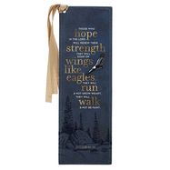BOOKMARK- ON WINGS LIKE EAGLES- NAVY BLUE, FAUX LEATHER