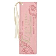 BOOKMARK- EVERYTHING THROUGH CHRIST- PINK &amp; GOLD, FAUX LEATHER