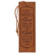 BOOKMARK- THY WORD IS A LAMP UNTO MY FEET- TOFFEE BROWN, FAUX LEATHER