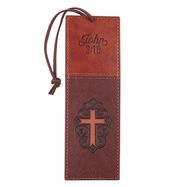 BOOKMARK- JOHN 3:16- BROWN, FAUX LEATHER