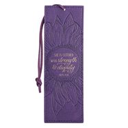 BOOKMARK- STRENGTH &amp; DIGNITY- PURPLE, FAUX LEATHER