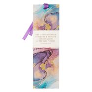 BOOKMARK- STRENGTH &amp; DIGNITY- PURPLE MARBLE SWIRL, FAUX LEATHER