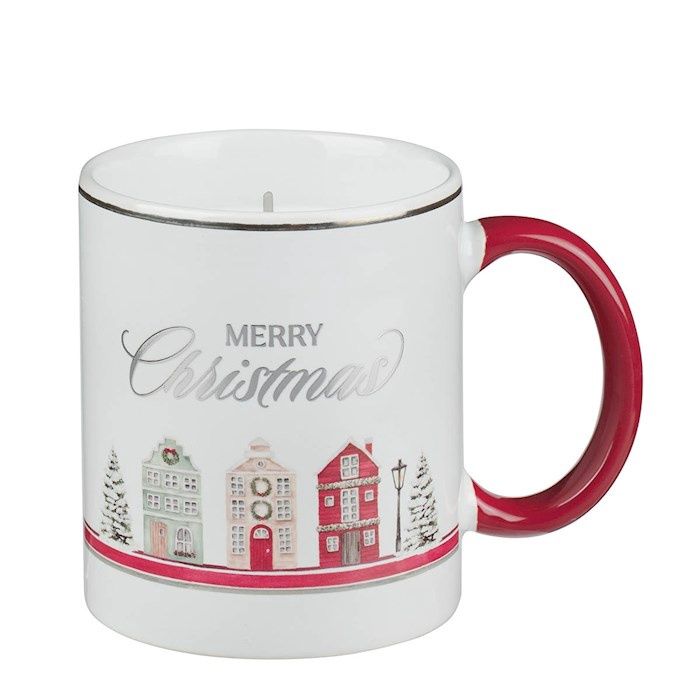 CANDLE IN A MUG- MERRY CHRISTMAS VILLAGE (APPLEWOOD CINNAMON SCENT) - SALE!